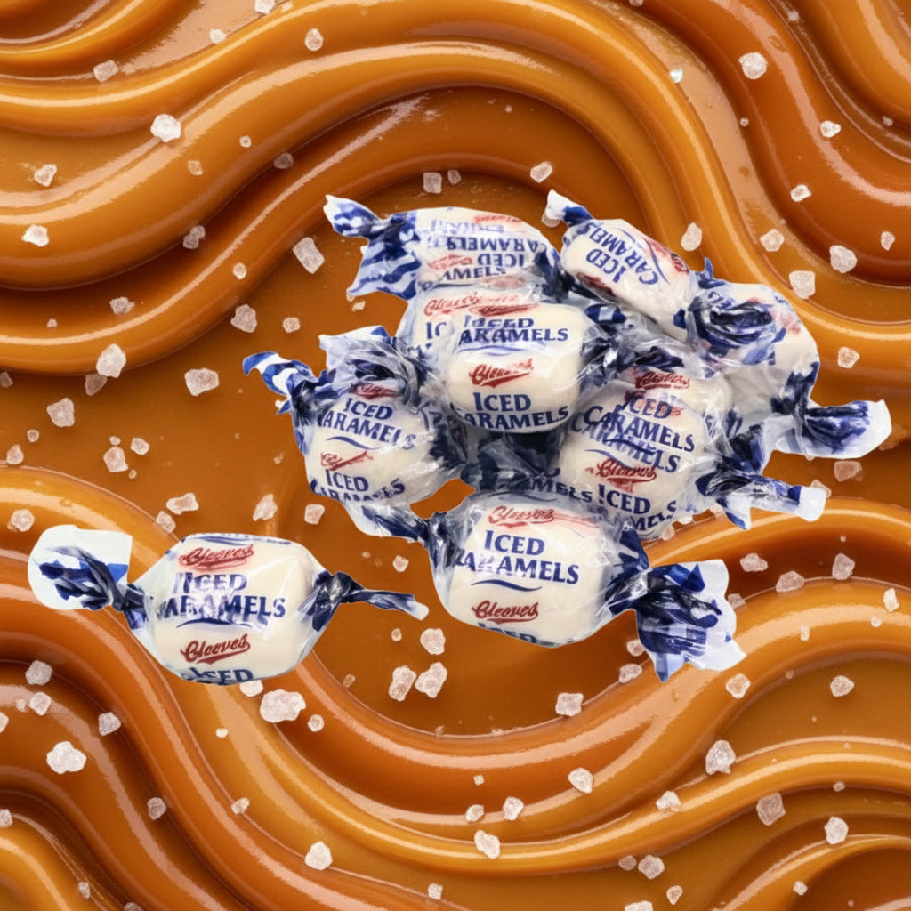 Cleeve’s Atlantic Sea Salt Iced Caramels – 100g Bagged Sweets