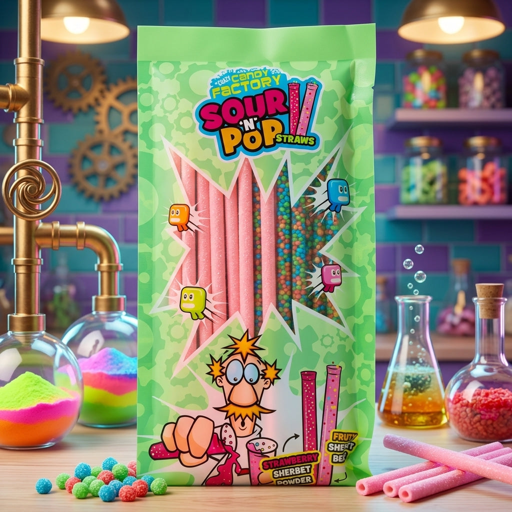 Crazy Candy Factory Sour n Pop Straws 80g