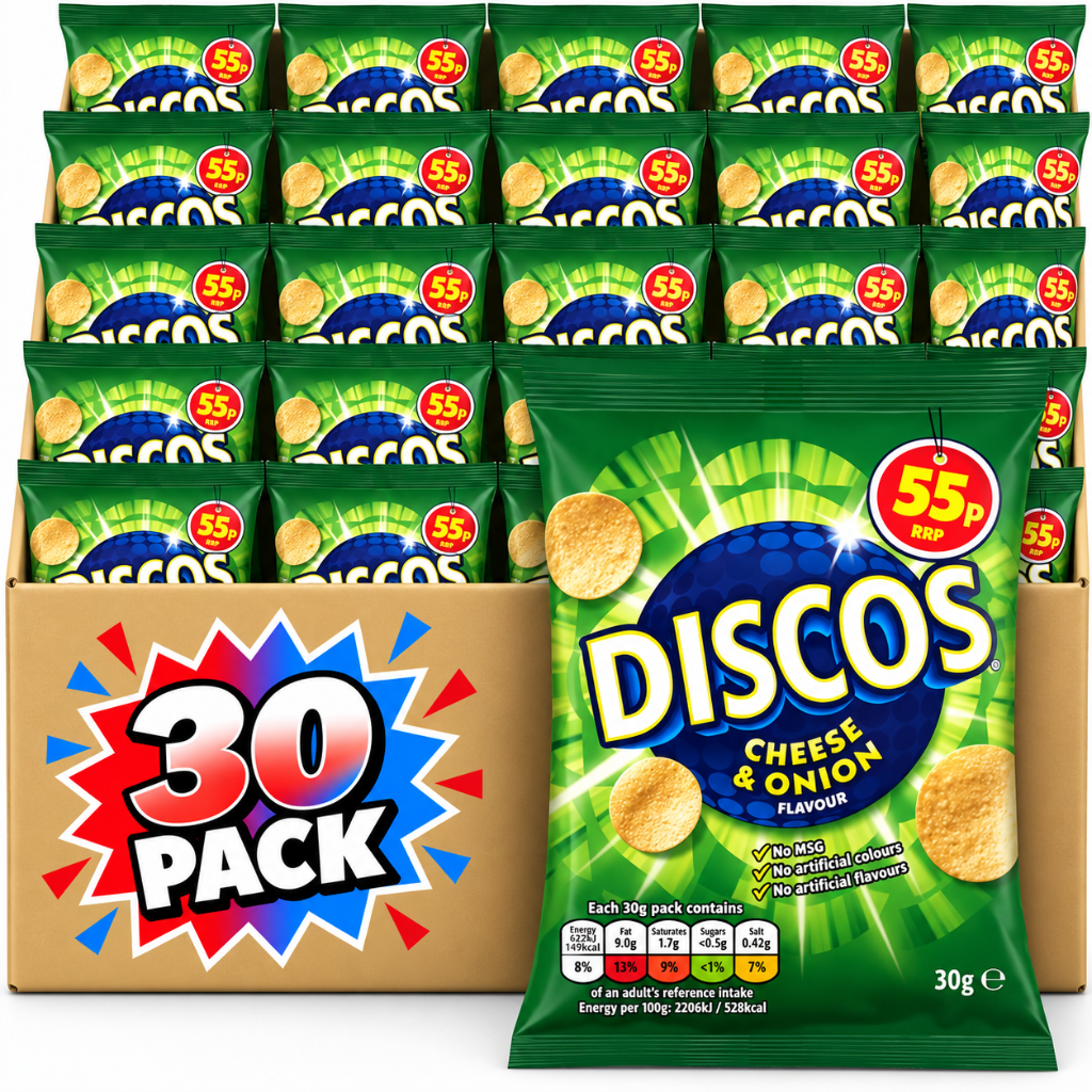 Discos Cheese & Onion Flavour Snacks 30g – 30 Pack