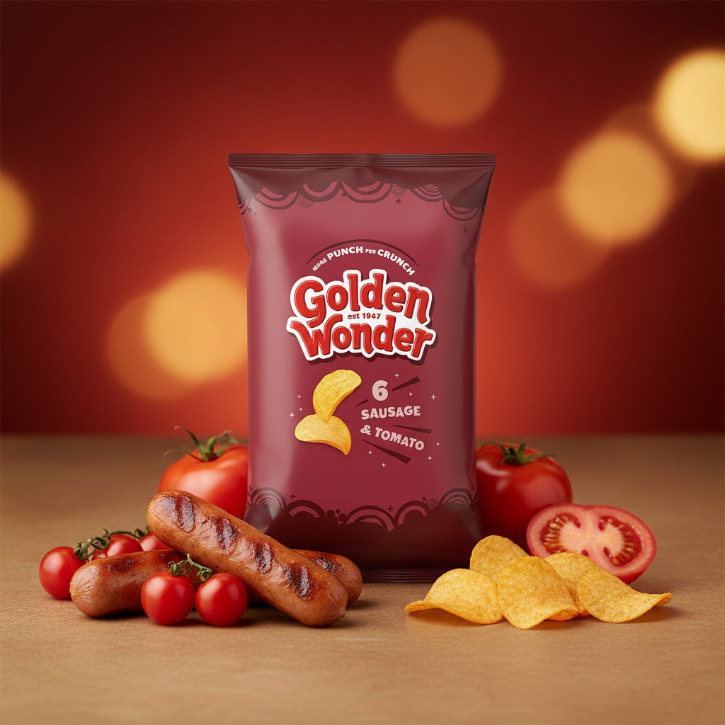 Golden Wonder Sausage & Tomato Crisps 6 x 25g Multipack – Classic Favourite