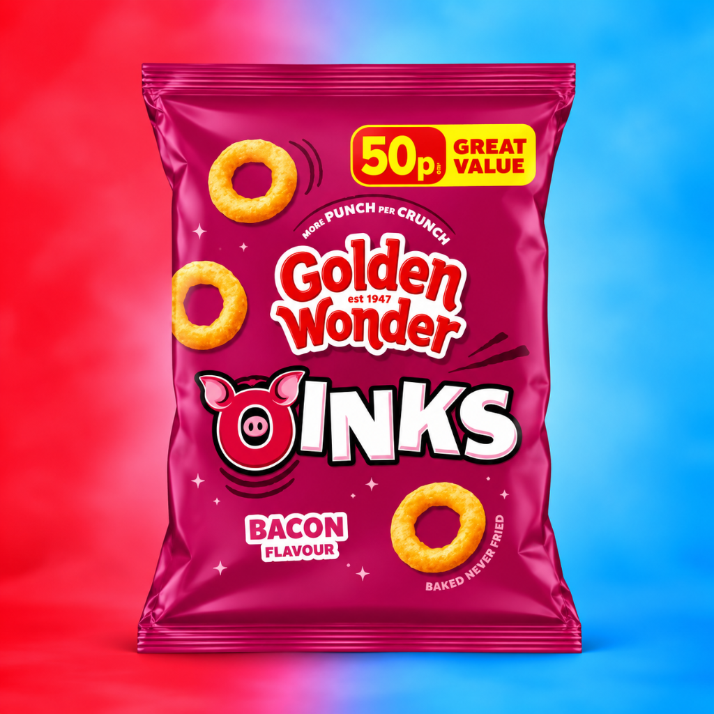 Golden Wonder Awesome Oinks Bacon Flavour Corn Snacks 27g Single Packet