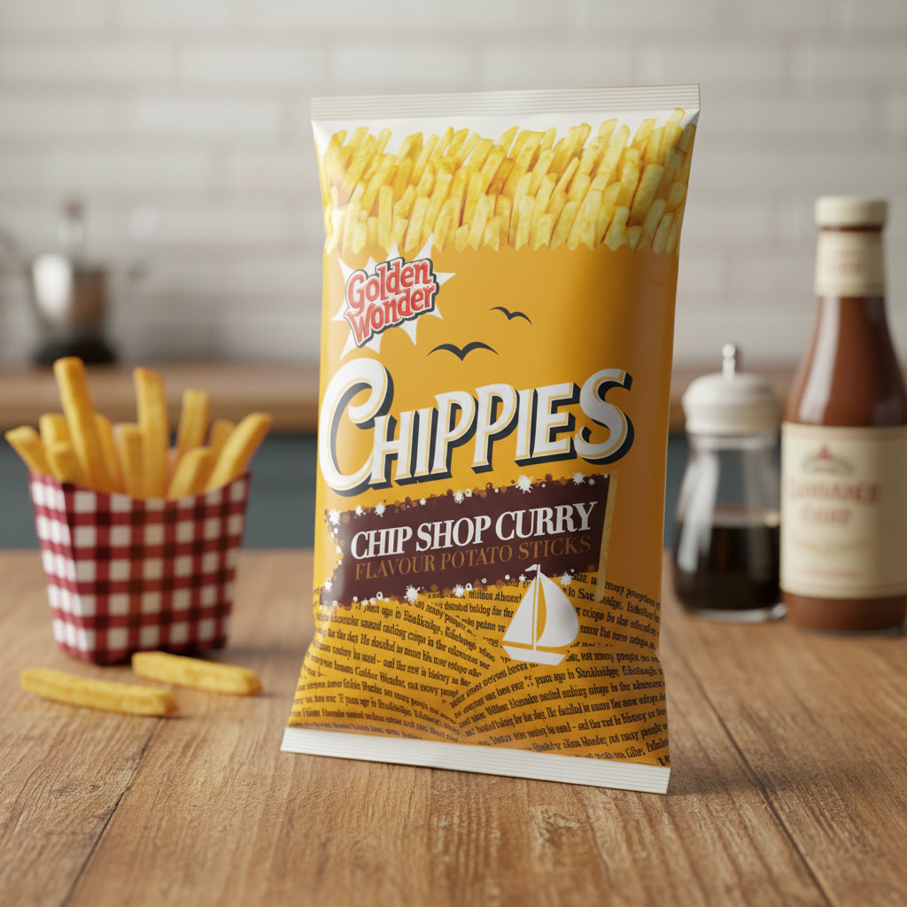 Golden Wonder Chippies Curry Crisps 100g 12 Pack – Full Case Box