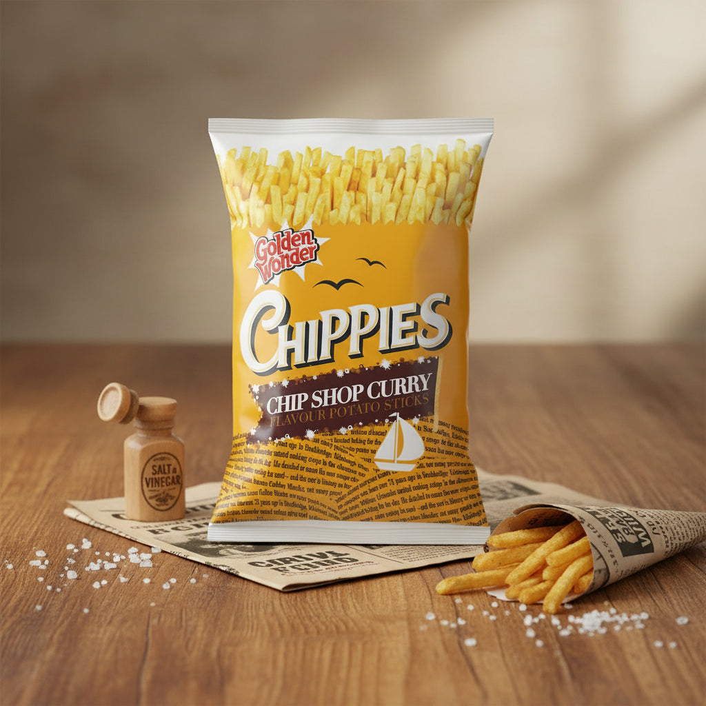 Golden Wonder Chippies Curry Crisps 100g – Classic Chip Shop Flavour Potato Crisps
