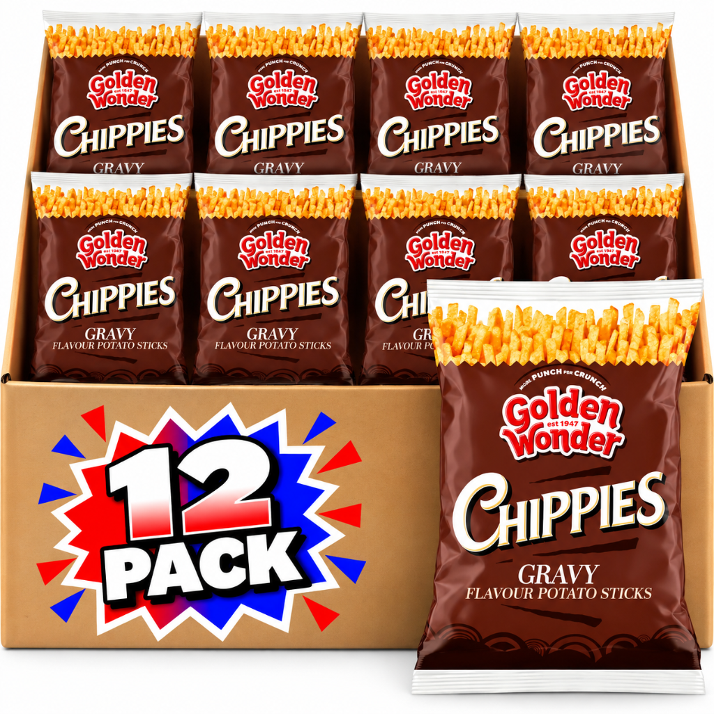 Golden Wonder Chippies Gravy Crisps 100g 12 Pack 