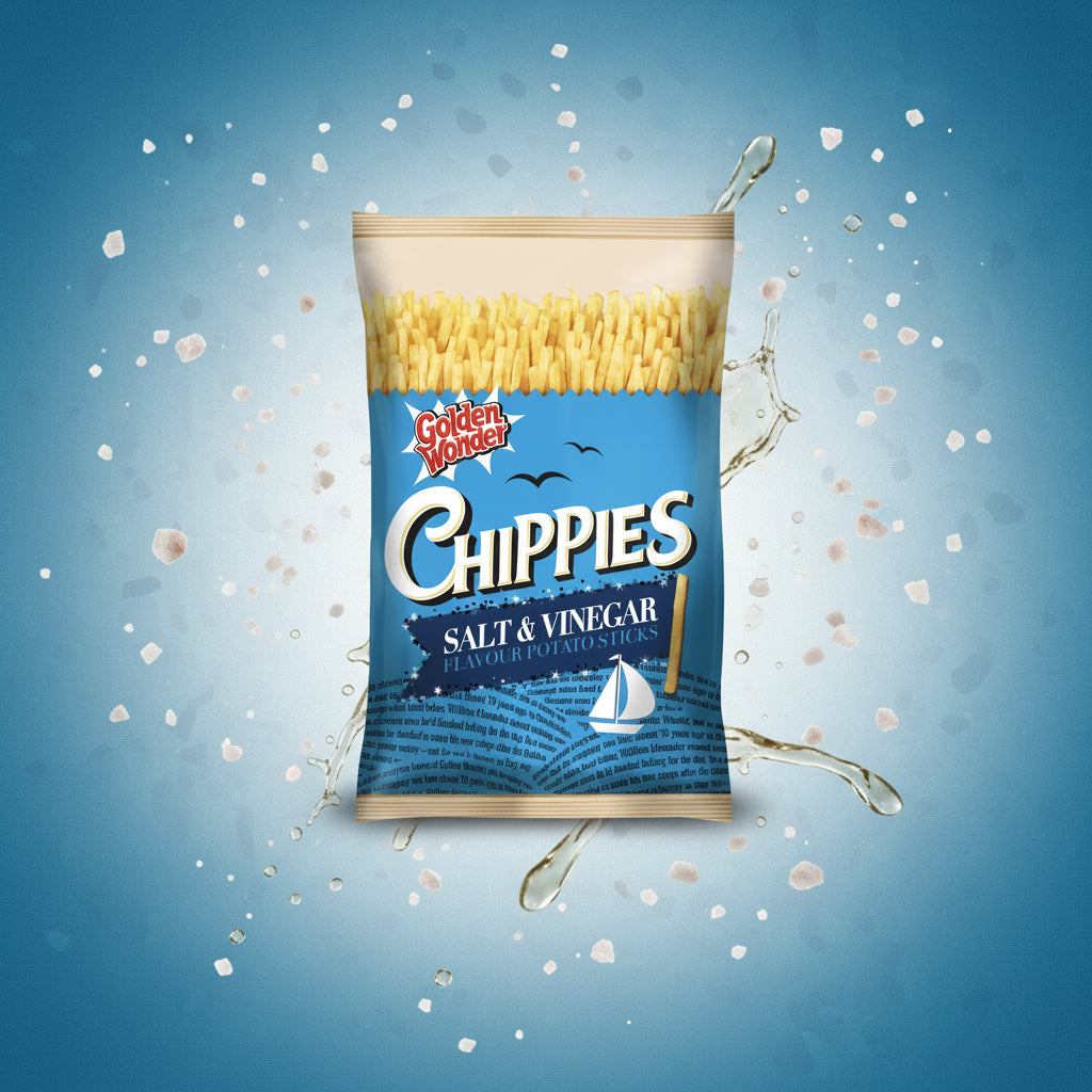 Golden Wonder Chippies Salt & Vinegar Crisps 100g 12 Pack – Full Case Box