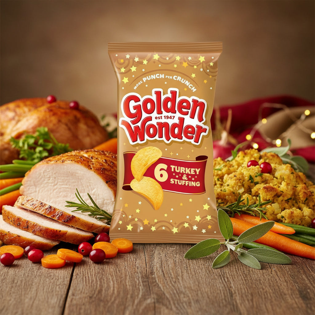 Golden Wonder Christmas 2025 Turkey & Stuffing Flavour 6 x 25g Pack 