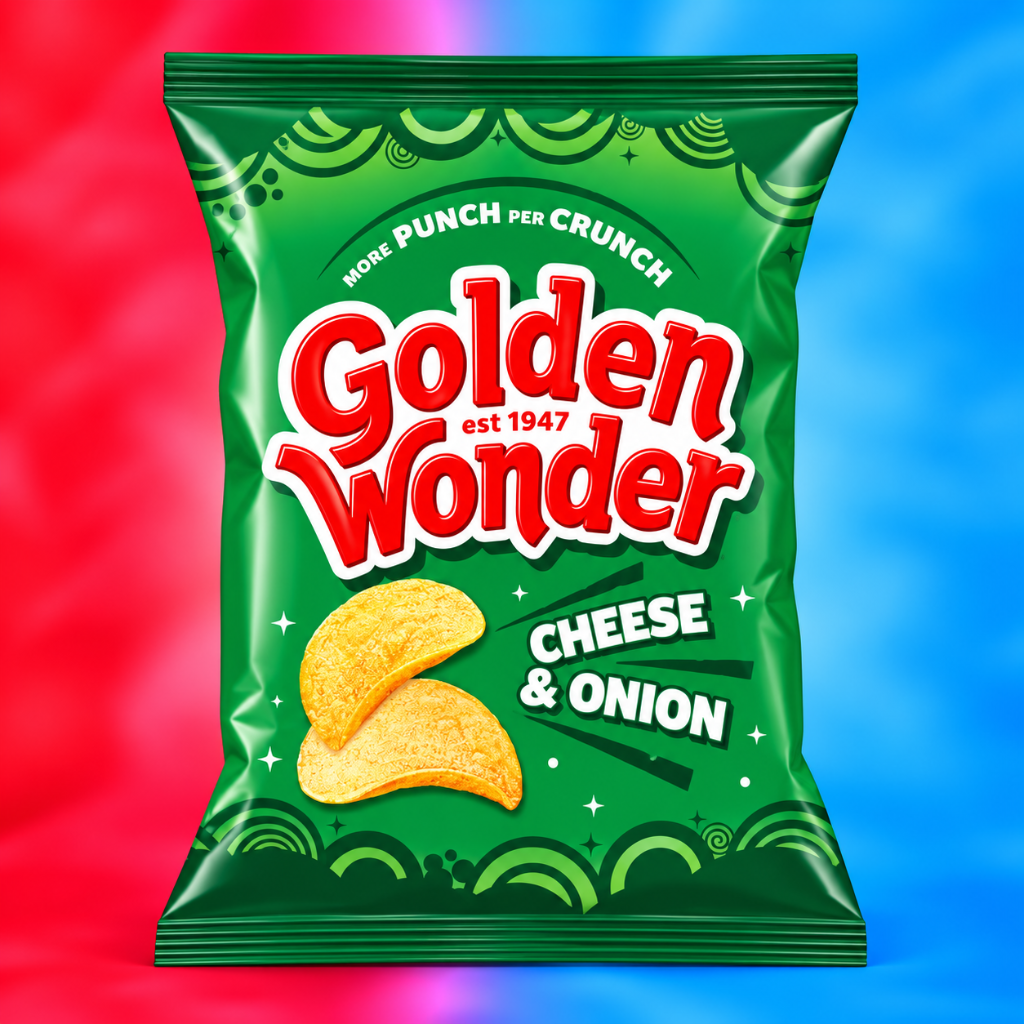 Golden Wonder Fully Flavoured Cheese and Onion Crisps 32.5g Single Packet