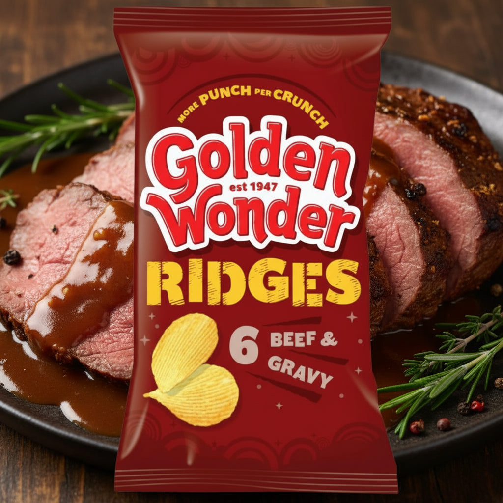 Golden Wonder Limited Edition Christmas 2025 Ridges Beef & Gravy Flavour 6 x 25g Pack