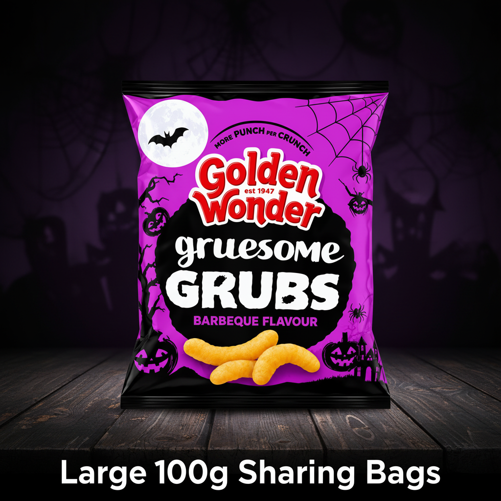 Golden Wonder Limited Edition Gruesome Grubs BBQ Flavour 100g – Full Box of 12 Bags