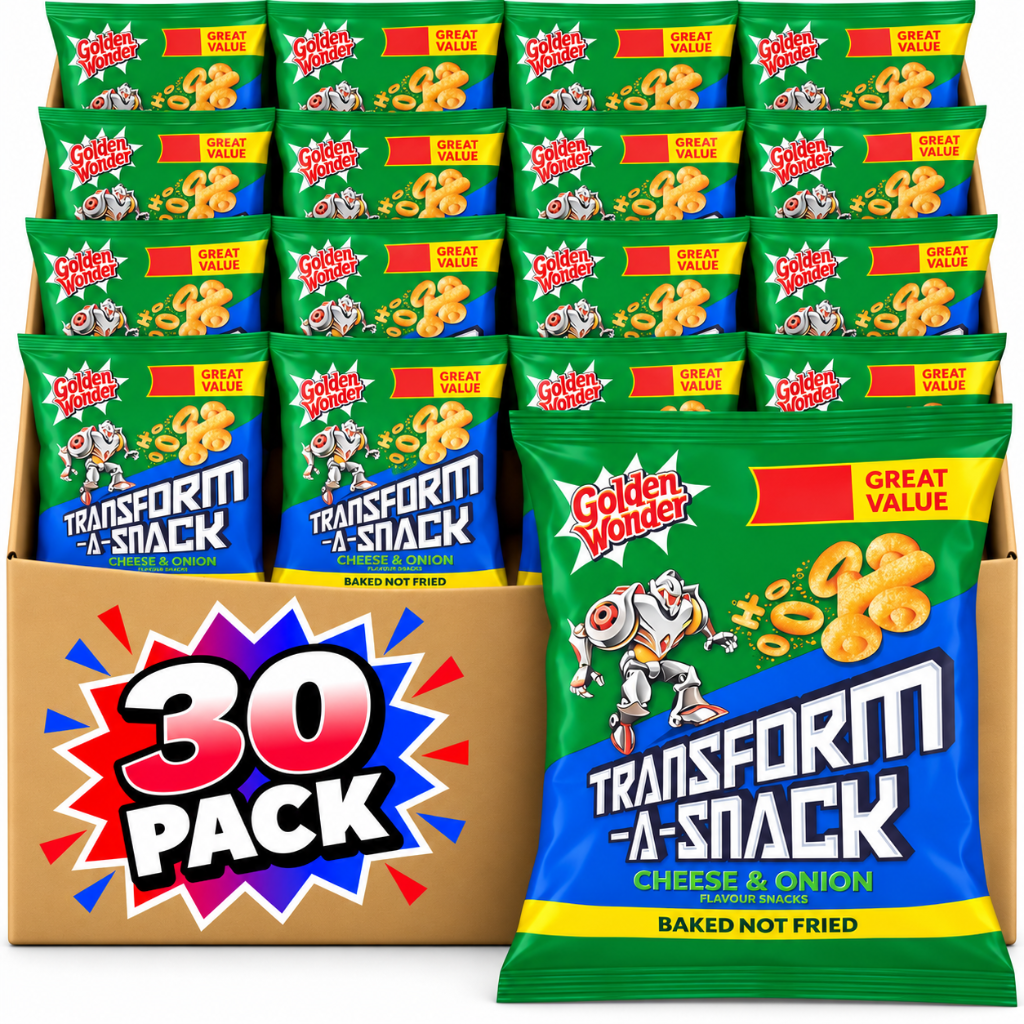 Golden Wonder Transform A Snack Cheese & Onion Flavour Snacks 27g 30 Pack