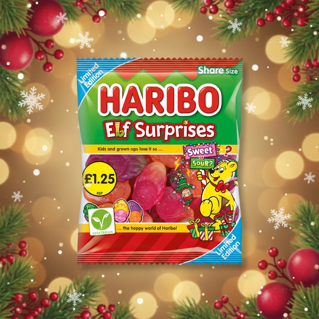 Haribo Elf Surprises Christmas Sweet & Sour Fruit Flavour Sweets Sharing Bag 140g £1.25 PMP
