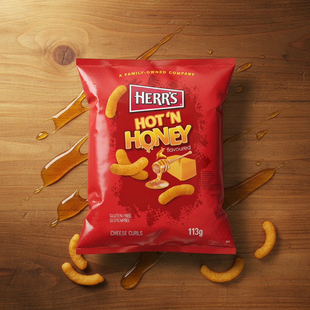 Herr's Hot N Honey Flavoured Cheese Curls 113g