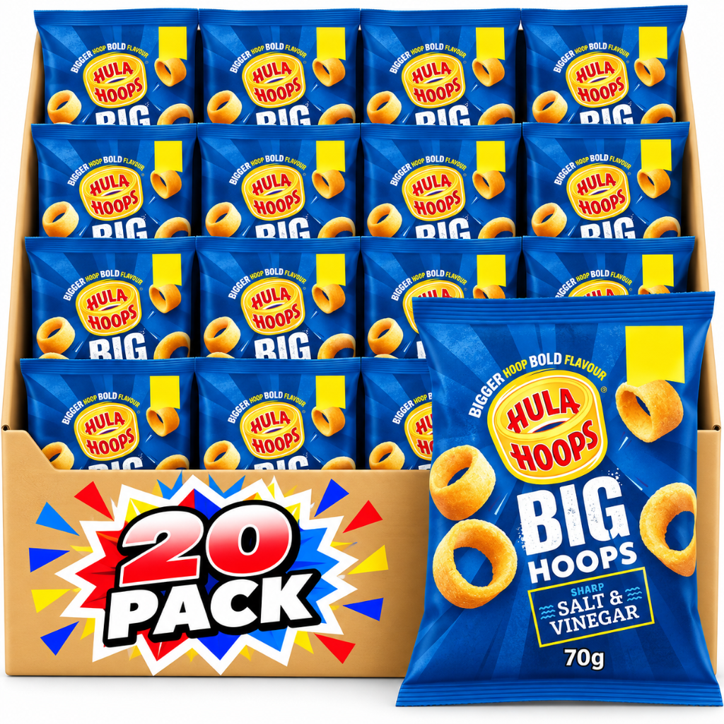 Hula Hoops Big Hoops Salt & Vinegar Crisps 70g - 20 Pack
