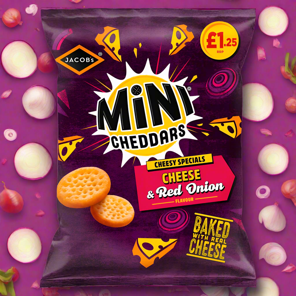 Jacob's Mini Cheddars Cheese & Red Onion Baked Snacks 90g PMP £1.25
