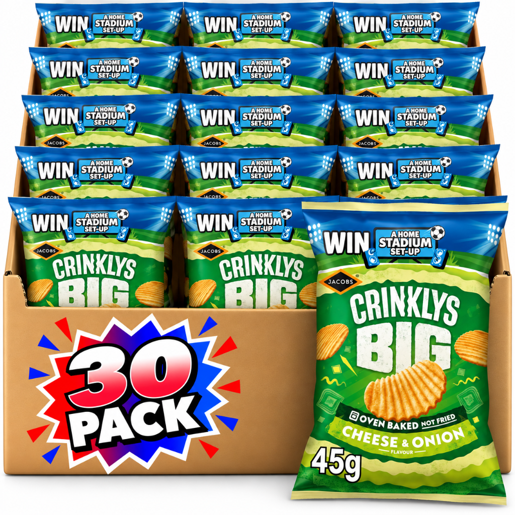 Jacobs Baked Crinklys Big Cheese & Onion Flavour 45g 30 Pack