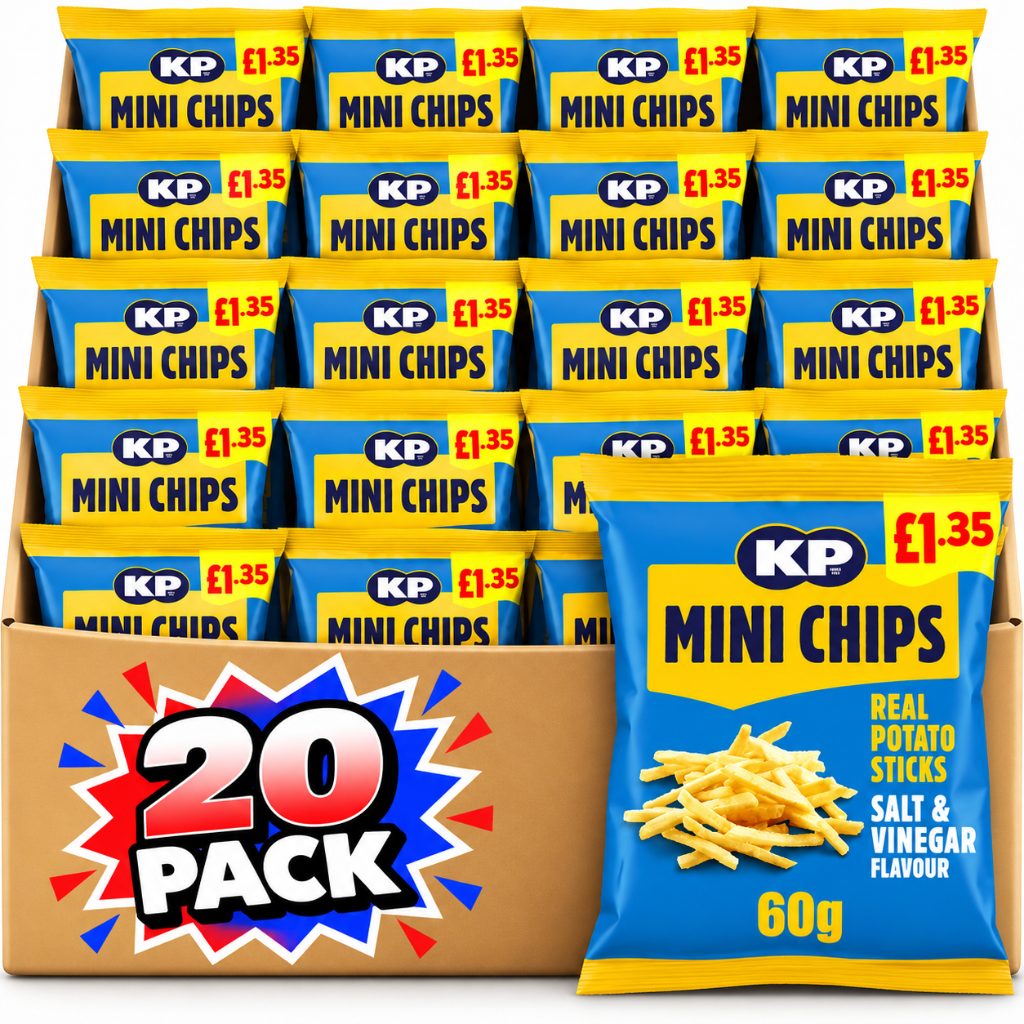 KP Mini Chips Salt & Vinegar 60g £1.35 PMP – 20 Pack