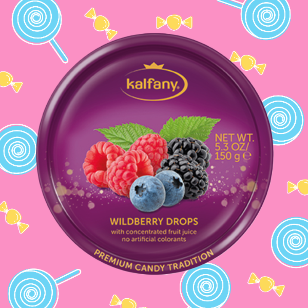 Kalfany Wildberry Drops Travel Sweets Tin 150g