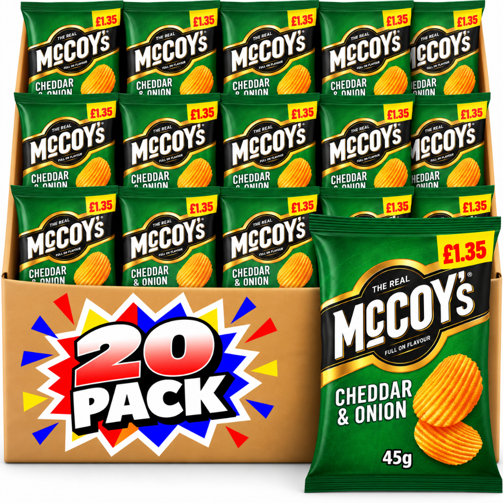 McCoy's Cheddar & Onion Sharing Crisps 65g £1.35 20 Pack