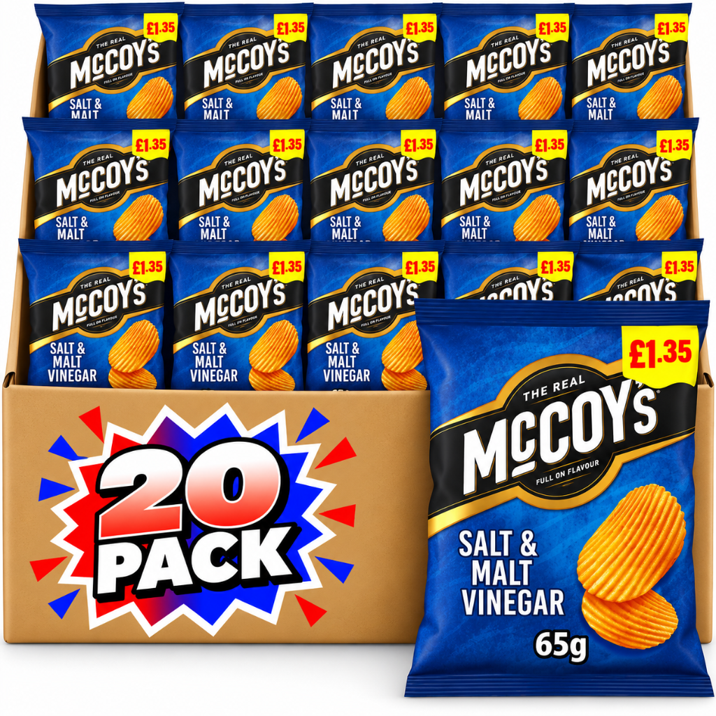 McCoy's Salt & Malt Vinegar Sharing Crisps 65g £1.35 20 Pack