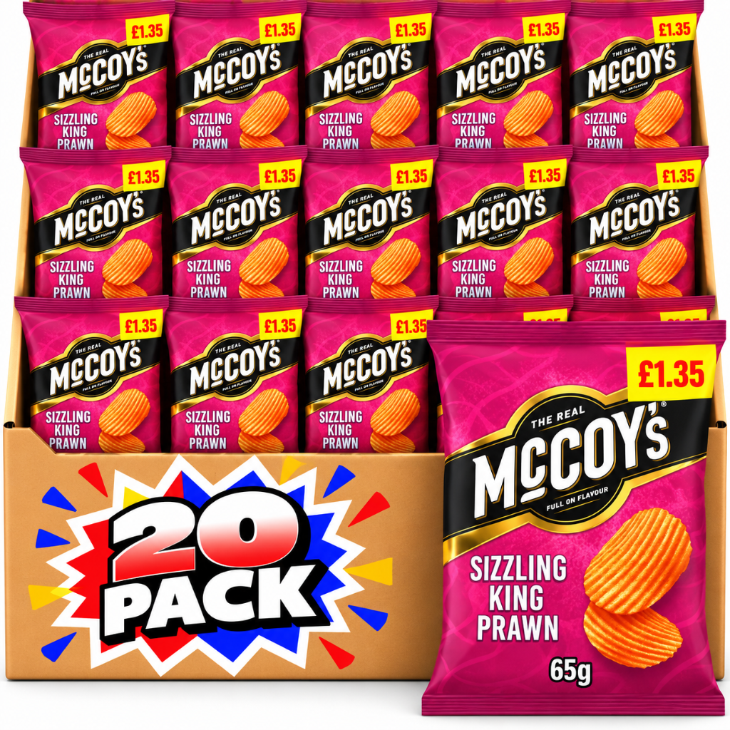 McCoy's Sizzling King Prawn Sharing Crisps 65g £1.35 20 Pack