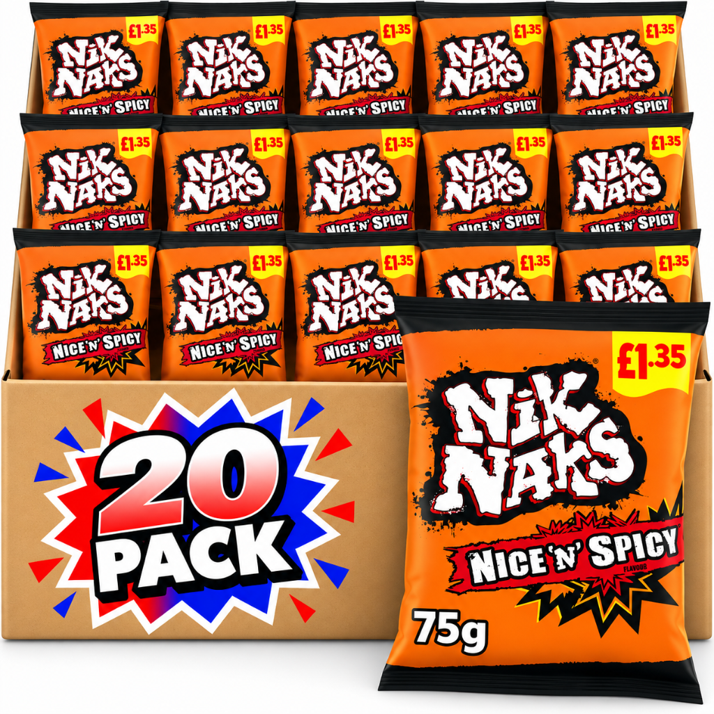 Nik Naks Nice 'N' Spicy Crisps 75g – 20 Pack