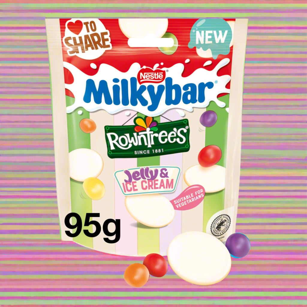 SPECIAL Milkybar Rowntree's Jelly & Ice Cream Share Bag 95g BBE DEC 2025