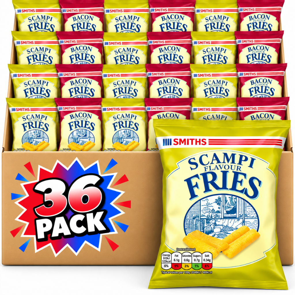 Smiths Bacon and Scampi Fries Savoury Snacks Selection Box (36 Single Bags)