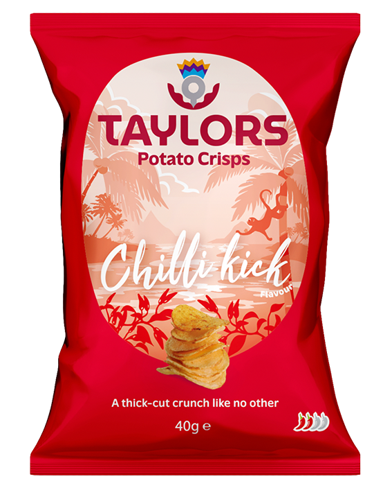 Taylors of Scotland Chilli Kick Flavour Crisps 40g Full Box Of 24