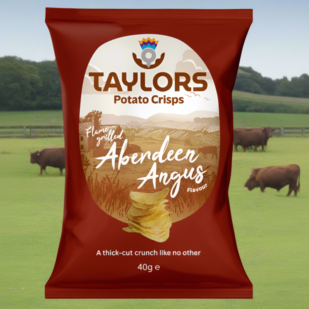 Taylors of Scotland Flame Grilled Aberdeen Angus Flavour Crisps 40g Single Bag