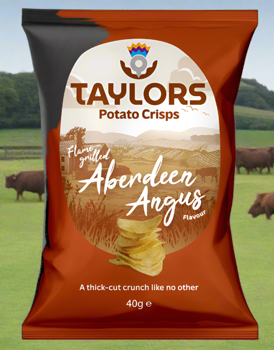 Taylors of Scotland Flame Grilled Aberdeen Angus Flavour Crisps 40g Single Bag