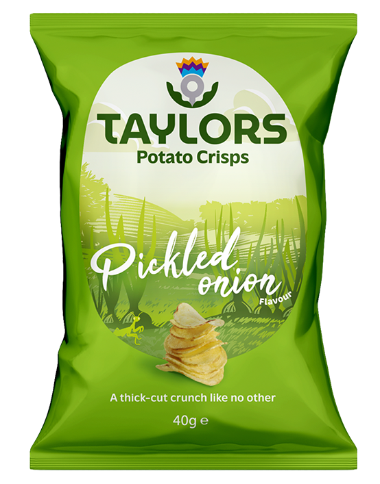 Taylors of Scotland Pickled Onion Crisps 40g Full Box Of 24Taylors of Scotland Pickled Onion Flavour Crisps 40g Full Box Of 24