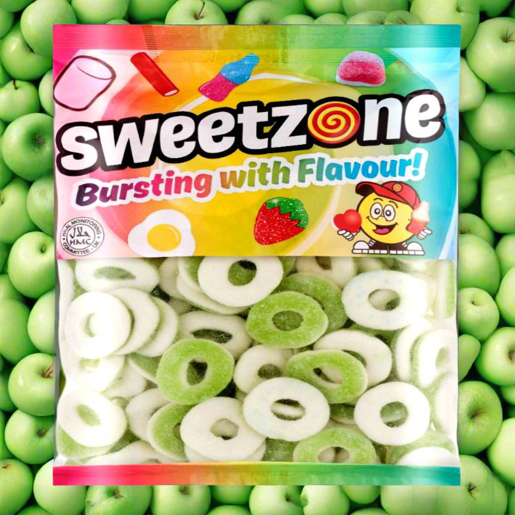 Sweetzone Sour Apple Rings 1kg Bag
