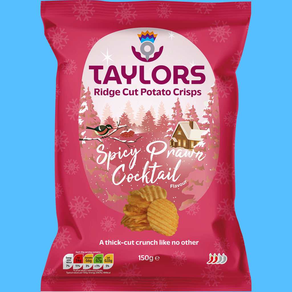 Taylors Festive Flavours Spicy Prawn Coctail Ridge Cut Crisps 150g