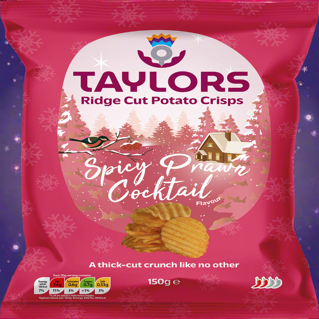 Taylors Festive Flavours Spicy Prawn Coctail Ridge Cut Crisps 150g