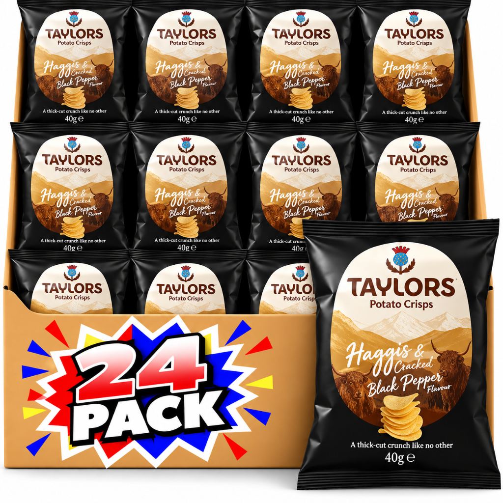Taylors Haggis & Cracked Black Pepper Flavour Crisps 40g 24 Pack