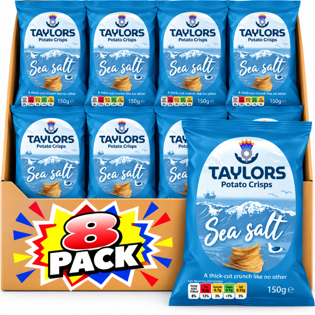 Taylors Sea Salted Straight Cut Potato Crisps 150g – 8 Pack