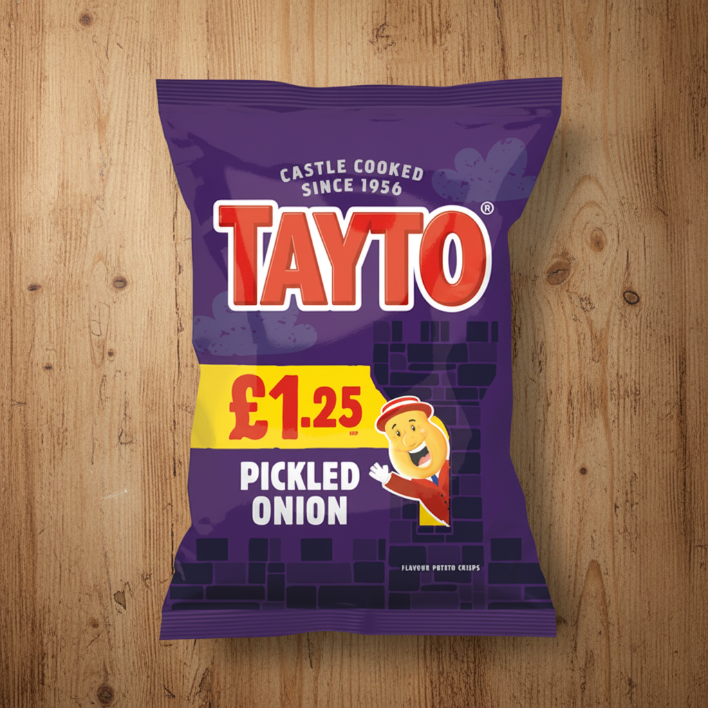 Tayto Pickled Onion Flavour Crisps 65g Bag £1.25 