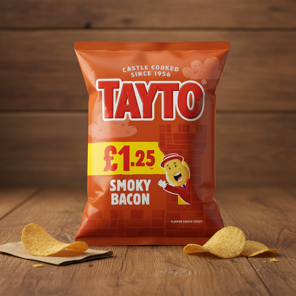 Tayto Smoky Bacon Flavour Crisps 65g Bag £1.25