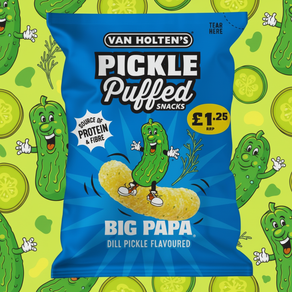Van Holten's Big Papa Pickle & Dill Puffed Snacks Bag £1.25 PMP