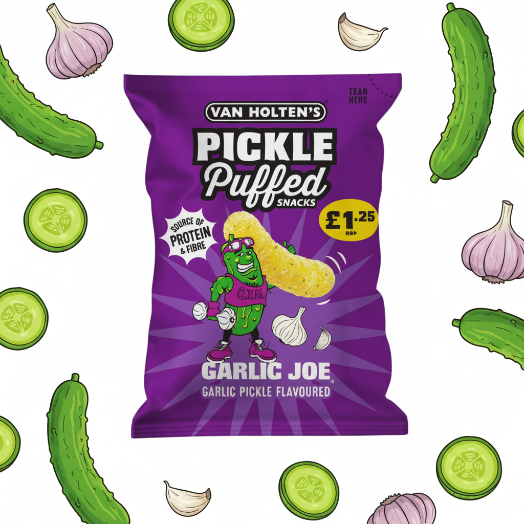 Van Holten's Garlic Joe Garlic Pickle Puffed Snacks Bag £1.25 PMP