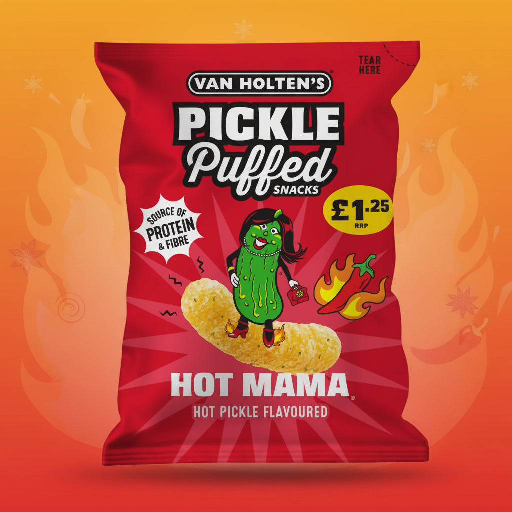 Van Holten's Hot Mama Hot Pickle Puffed Snacks 50g Bag £1.25 PMP