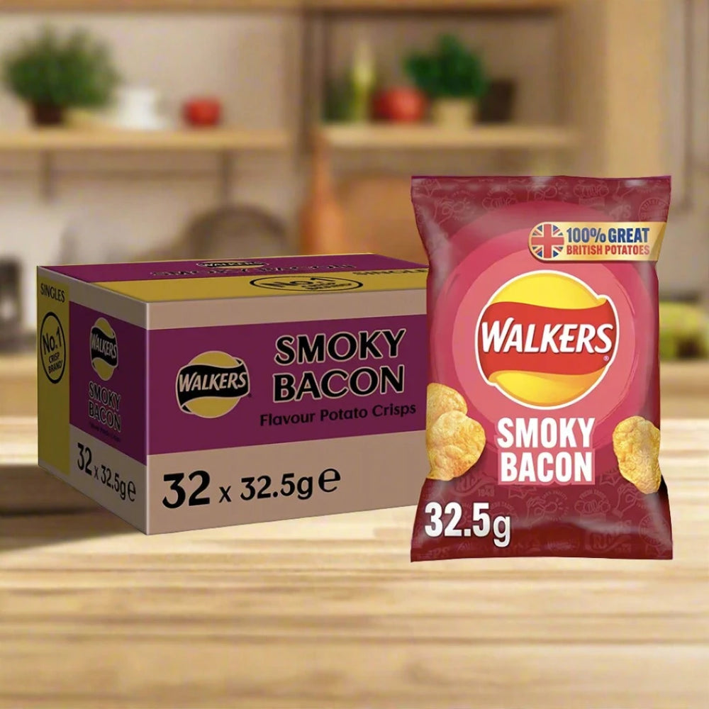 Walkers Smoky Bacon Crisps 32.5g Full Box Of 32