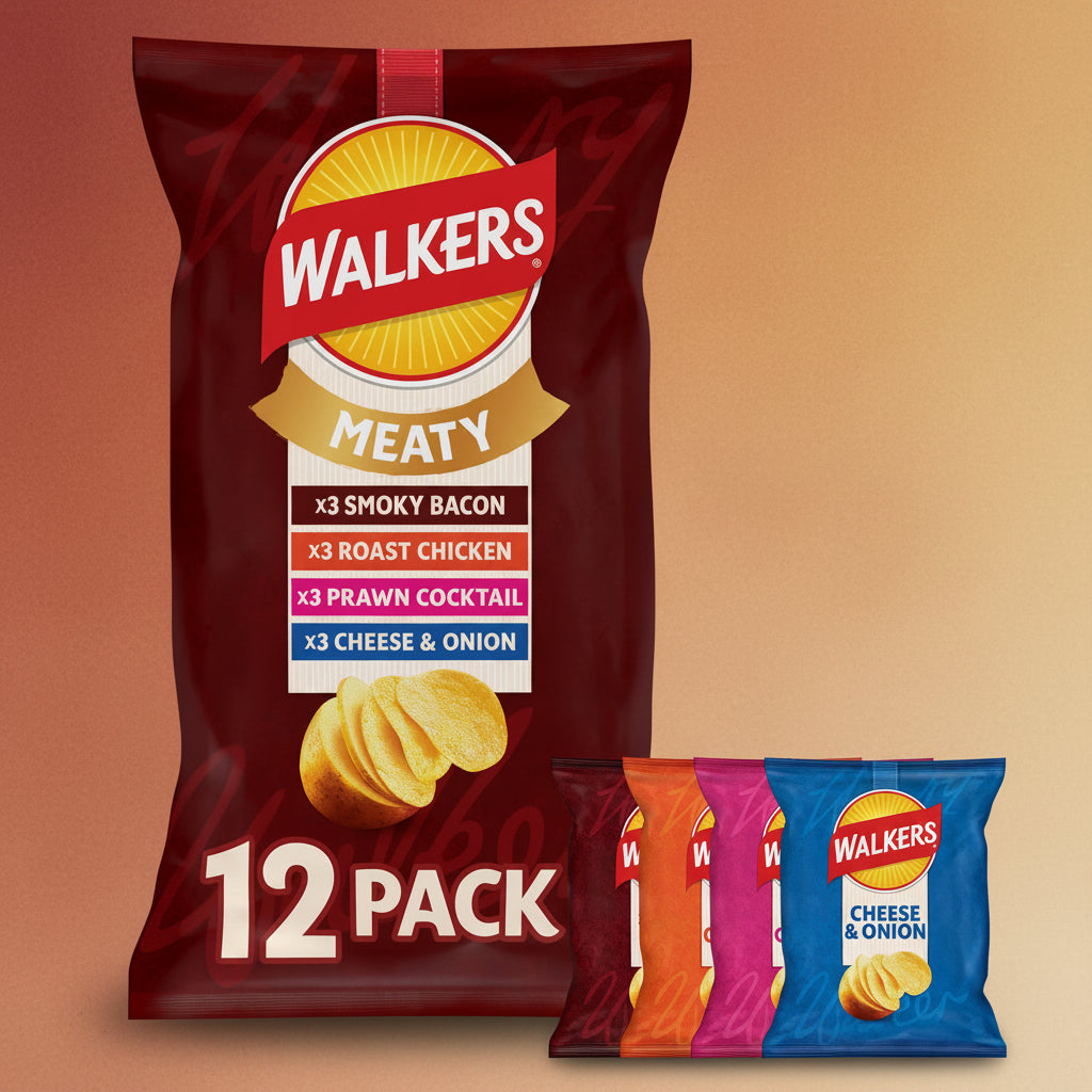 Walkers Meaty Multipack Crisps 12 x 25g Bags BBE JULY 2026