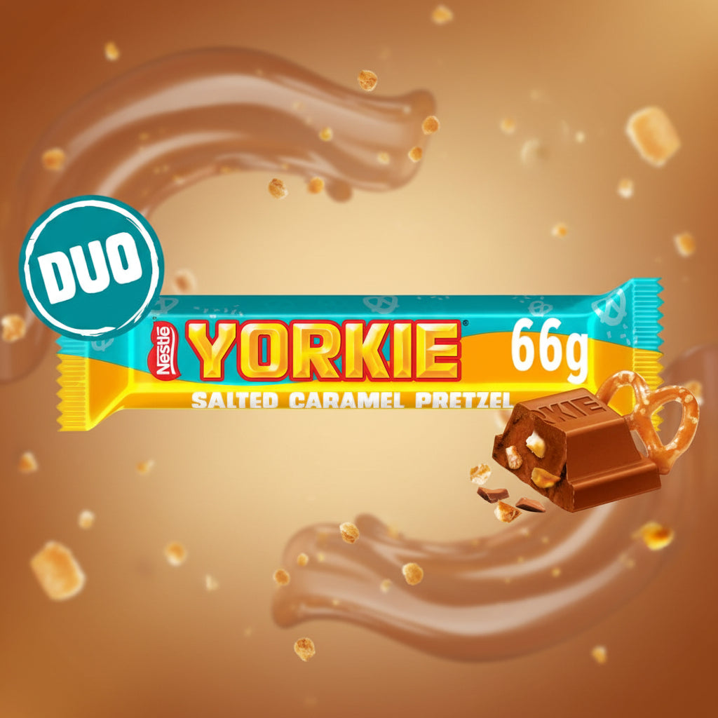 Yorkie Salted Caramel Pretzel Milk Chocolate DUO Bar 66g