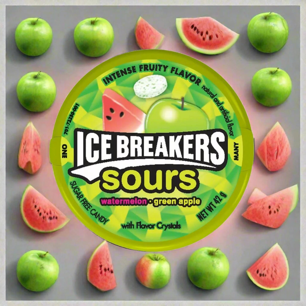 Ice Breakers Fruit Sours Watermelon & Green Apple Sugar Free 42g
