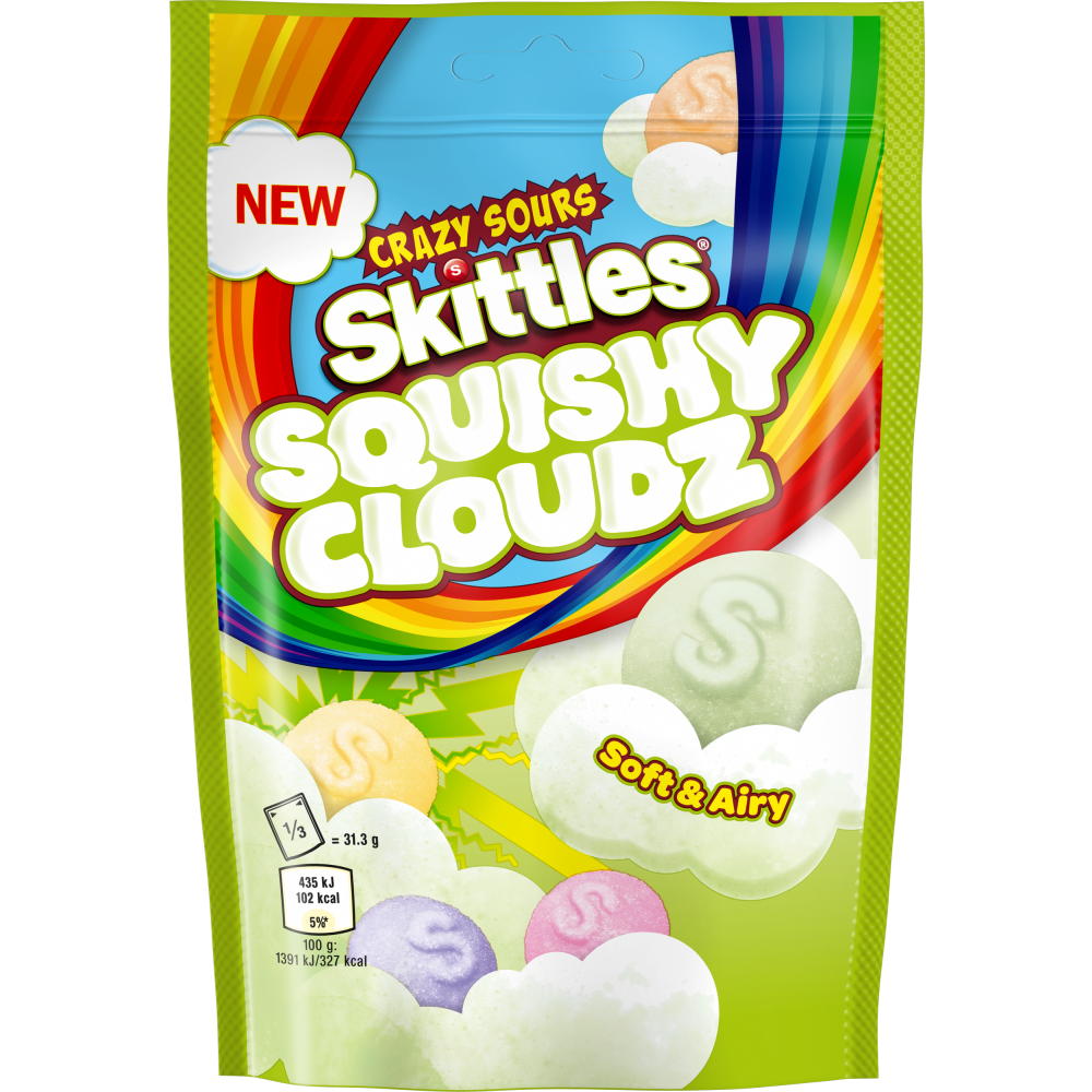 Skittles Squishy Cloudz Crazy Sour Sweets Treat Bag 70g