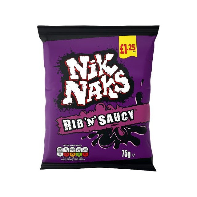 Nik Naks Rib 'N' Saucy Crisps 75g Full Box (20 Pack)