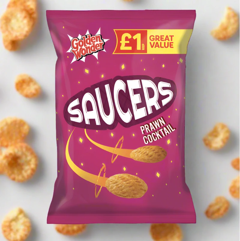 Golden Wonder Saucers Prawn Cocktail Flavour Snacks 40g Single Packet