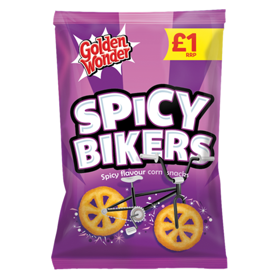 Golden Wonder Spicy Bikers Spicy Flavour Corn Snacks 60gGolden Wonder Spicy Bikers Spicy Flavour Corn Snacks 50g