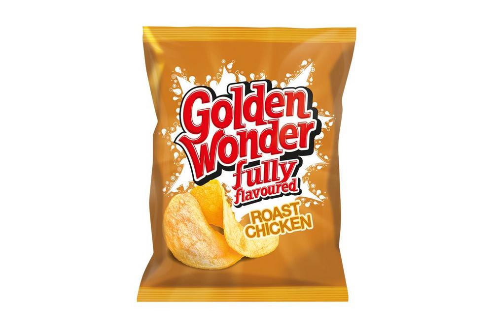 Golden Wonder Fully Flavoured Roast Chicken Flavour Crisps 32.5g Single Packet